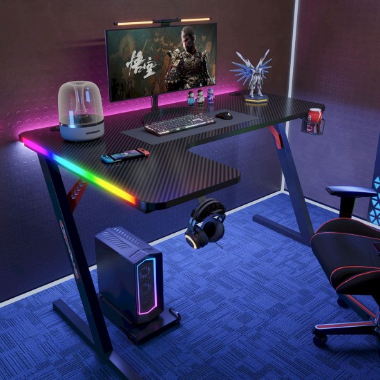 Gaming desk No brand P201, 4 in 1, RGB, Black